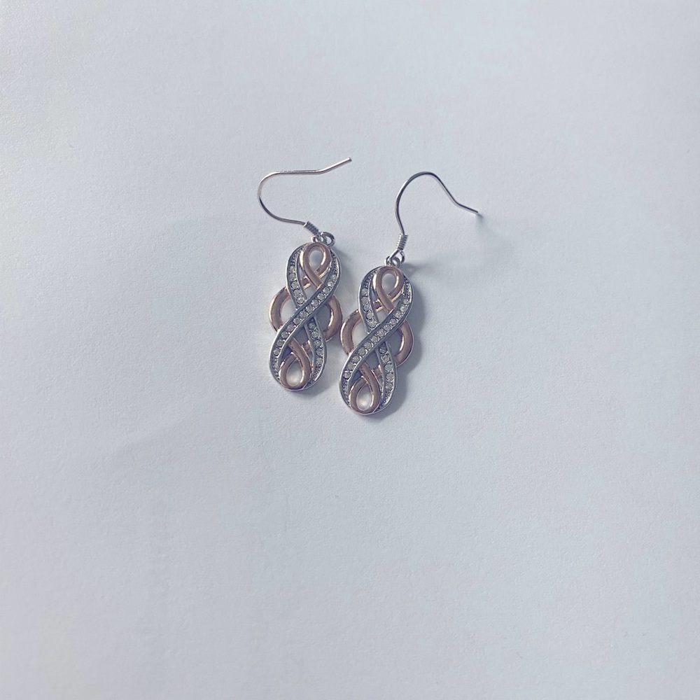 Rose Gold Plated Celtic Knot Dangle Sterling Silver Infinity Earrings